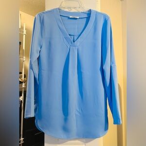 Women’s Youtalia Elegant V-Neck Blue Blouse Size S